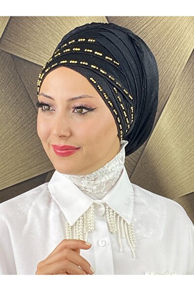 MY UKİYO STORE TESETTÜR GOLD BONCUKLUL EL İŞLEMELİ ABİYE BONEŞAL