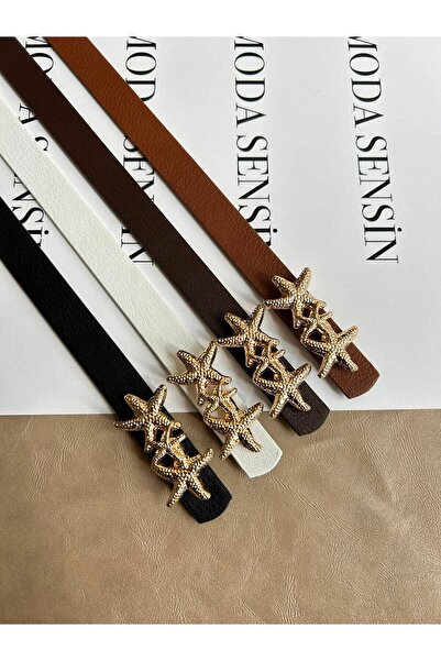 LİA KEMER 4-Piece Medal Starfish Buckle Belt Waist Belt Jacket Belt Dress Bel...