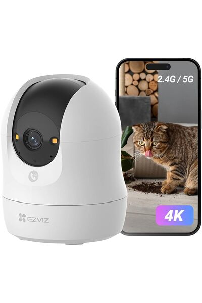 EZVIZ واي فاي 4K بزاوية 360 درجة °   كاميرا أمان داخلية، كاميرا IP للكشف عن ا...
