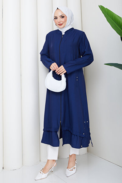Pamuk Butik Women's Skirt with Pockets, Stone Detail, Zipper Closure Cap
