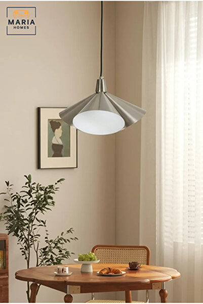 MARIA HOMES Modern Pendant Light with Sculptural Metal Shade and Diffuser, Ha...