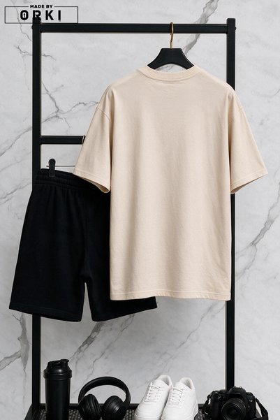 EFFRENATU Bklyn Printed Oversized Unisex T-Shirt & Black Shorts Set
