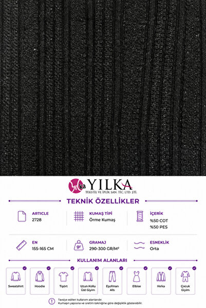 YILKA Fitilli Örme Kumaş %50 Pamuk %50 Polyester Kalın Gramajlı Ribana Görünü...