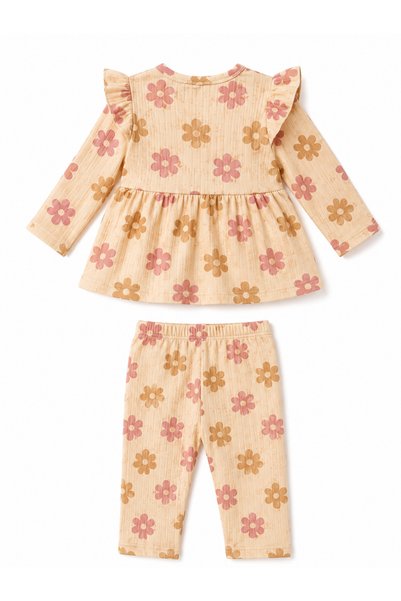 MİLANO KİDS Girl's Top and Bottom Seasonal Ribbed and Leggings Set