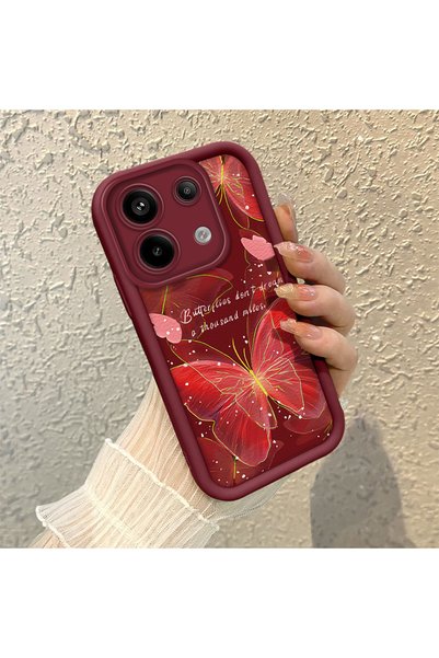 SLIMFELT Redmi Note 13 Pro 5G Uyumlu Yüksek Kaliteli Kelebek Desenli Silikon ...