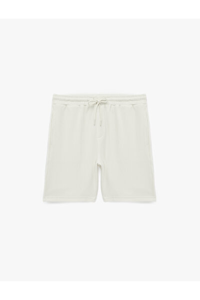 Koton Cotton Textured Shorts with Pockets and Tie Waist
