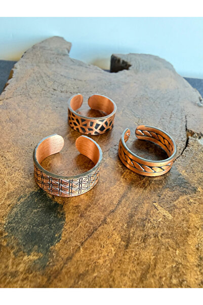 zadenza gold 100% pure copper triple ring adjustable size handcrafted copper ...