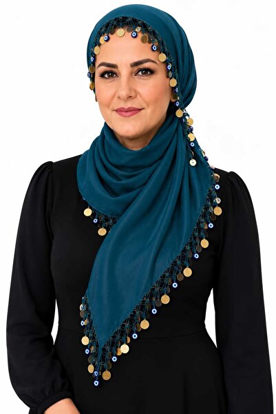 Blue Trend El İşi Tığ Oyalı Nazar Boncuklu Para Pullu Yazma 100*100