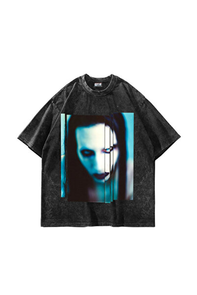 Sekizbiraltı Marilyn Manson majica sa printom, periva, crna, velika veličina