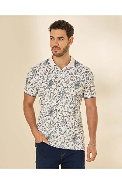 REDTAG Men White Printed Polo Shirt