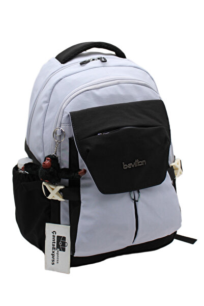ÇantaExpress Grey-Black School Bag Waterproof Fabric Unisex School Backpack 2601