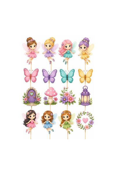 DecoParty Set de decorațiuni pentru tort – Tematică Zâne și Fluturi, 16 piese...