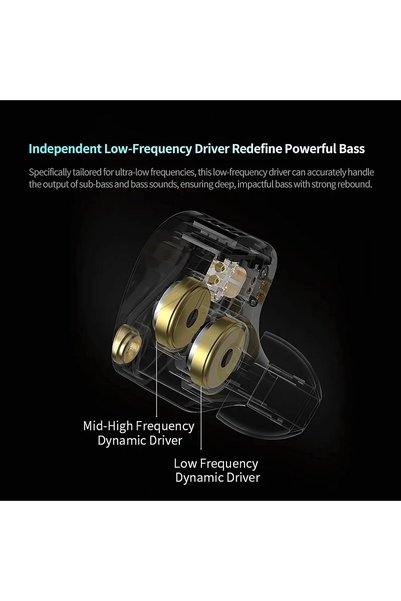 KZ Castor Pro IEM Dual Dynamic Driver Earphones – Hi-Fi Audiophile with 4-Level Tuning Switch, Deep Bass, Crystal Clear Highs, Harman Target & OFC AUX Cable for Studio & Gaming Headphone With Mic