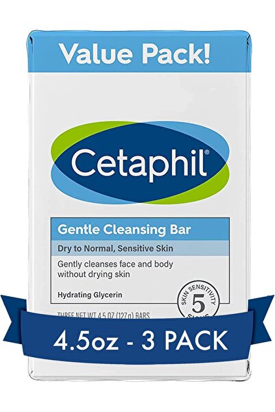 Cetaphil Gentle Cleansing Bar, 4.5 oz Bar (Pack of 3), Nourishing Cleansing B...
