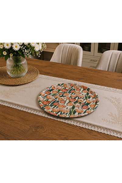 Zucci Home Round Decorative Tray with Leather Non-Slip Base |   Stylish Coffe...