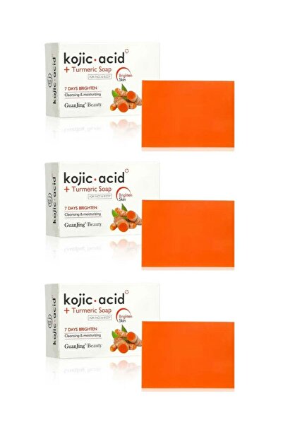 Guanjing Beauty Kojic Turmeric Soap For Face And Body 120 g - Pack of 3
