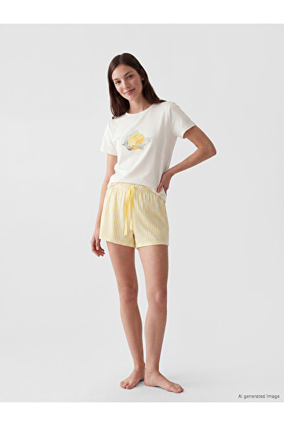 LC Waikiki Set de pijamale scurte de damă cu guler rotund
