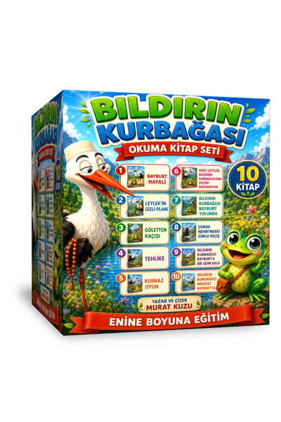 Enine Boyuna Eğitim Hacı Leylek ve Bıldırın Kurbağası Okuma Kitap Seti (10 Ki...
