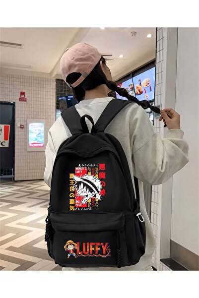 Minga London Black Luffy Printed School, Office, Course Backpack
