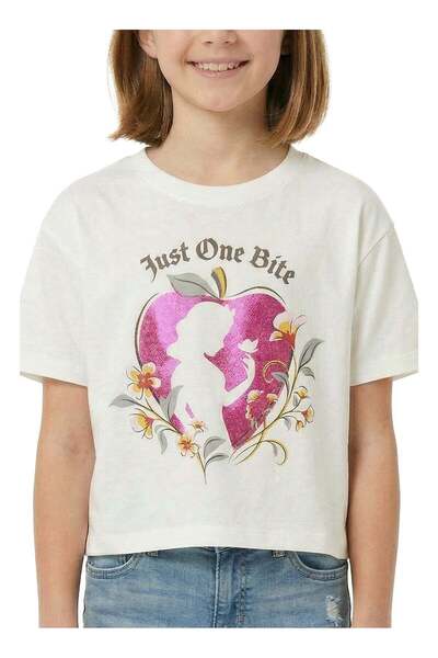 Disney Teen Girls Snow White “Just One Bite” Printed Crop T-Shirt