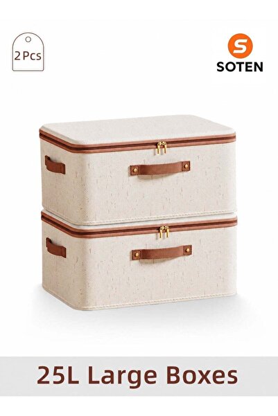 SOFTEN SOTEN 2 Pcs Large Clothes Organizers Storage Box with Lids, Foldable S...
