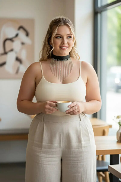 Angels Passion Plus Size Black Women's Belt with Chain Detail and Maximalist ...