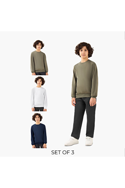 Juniors Solid Sweatshirt with Long Sleeves - Set of 3
