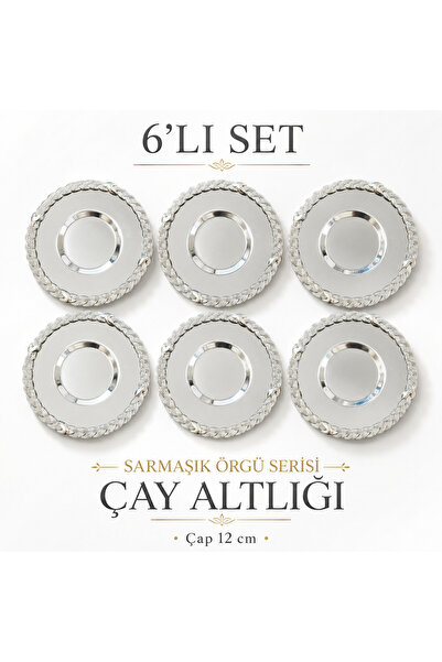 Turkco Ivy Weave 6-Piece Tea Plate Set 12 cm Stainless Steel Mirror Glossy Pr...