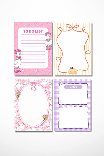 pnkycrco A6 Boyutunda 4'lü Not Kağıdı Bloknot Notepad To do List Planlayıcı |...