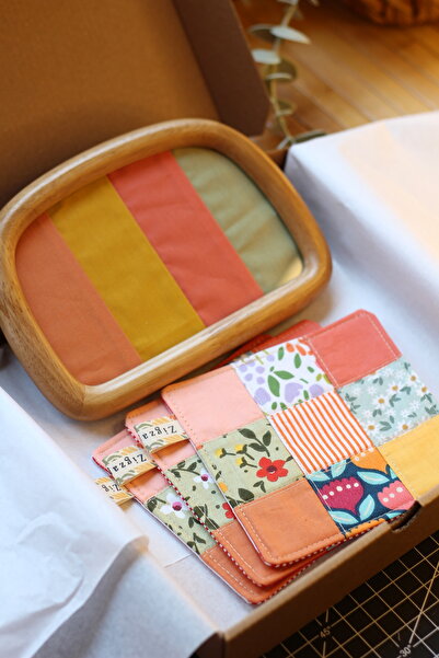 zigzagdikiş Hediye Seti- 3 lü Patchwork Bardak Altlığı + Patchwork Kırkyama F...