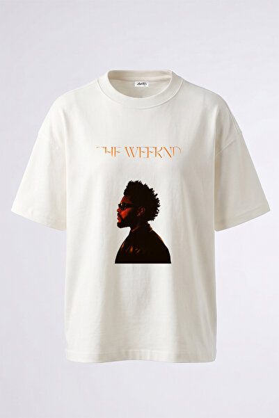 Anetos The Weeknd_9 Design Printed Oversize White T-Shirt