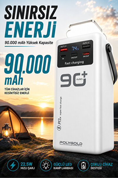 Zineets 90.000 Mah 22,5W PD Hızlı Kablolu Kamp Lambası Outdoor Serisi Powerba...