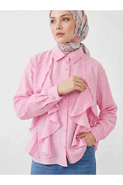 Foremia Ruffle Detail Tunic-Pink