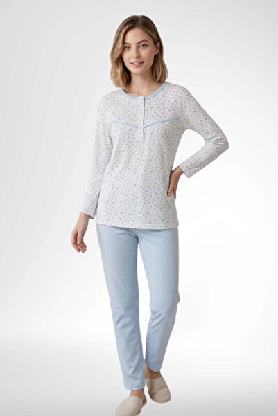 Mecit Pijama Mecit 6361 blue 100% cotton plus size women's pajama set