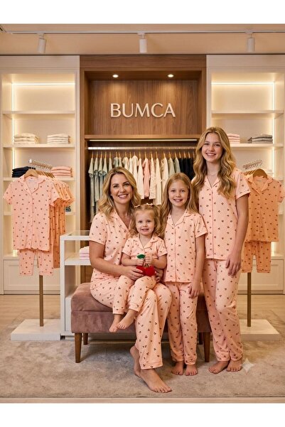 Bumca Pijama Desenli Anne Kız Kombinlenebilen Pijama Takımı
