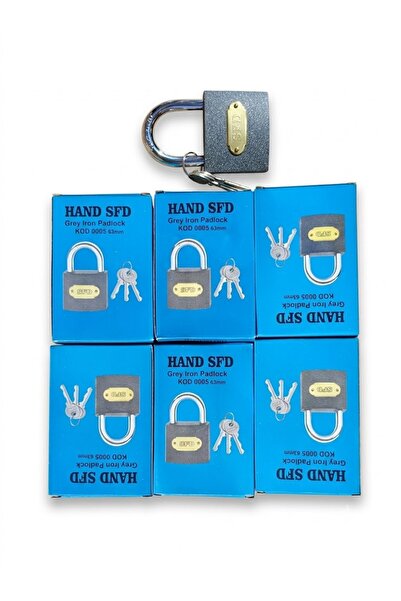 Hand Sfd 6 قطع من قفل حديد أسود مقاس 63 مم مع مفتاح