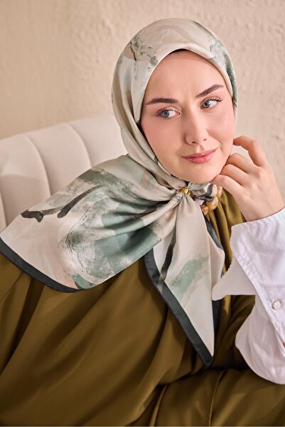 Silk Home Twill Silk Petal Scarf Emerald 90X90