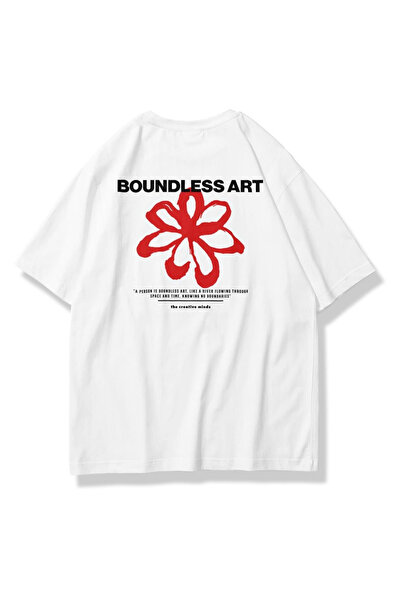 STYKEER Unisex Oversized T-Shirt "Art" Printed Loose Fit White T-Shirt
