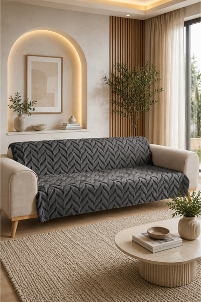 Vivanni Home %100 Bambu Dalga Desenli Bambu Koltuk Örtüsü Kaymaz Tabanlı Leke...