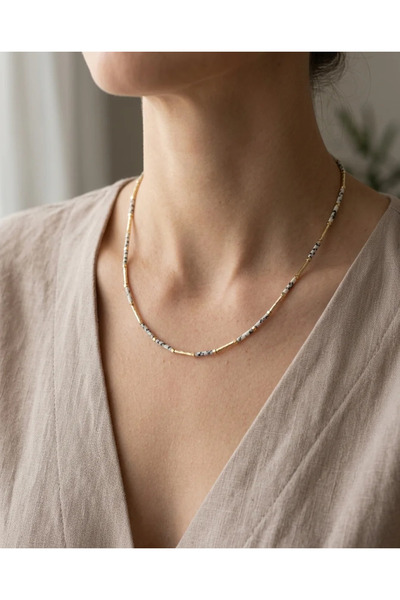 Dorvina Beaded Women's Necklace Gold Tube Bead Detailed Bone Vintage Jewelry