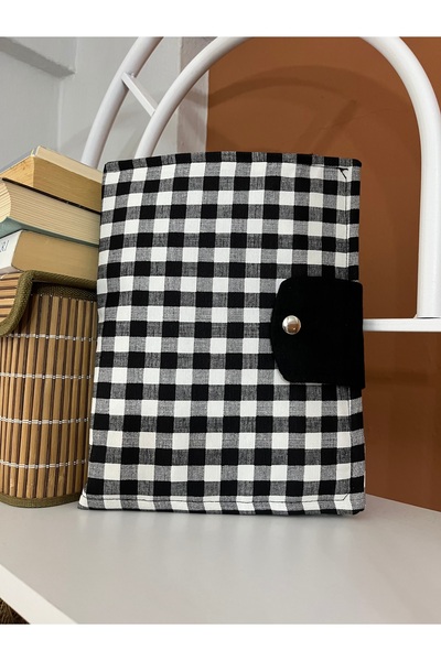 runa Siyah pötikare duck keten kitap&tablet kılıfı 22-28 cm ölçülerinde (iste...