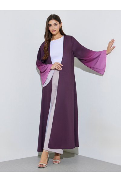 Amirah By Styli عباءة بنفسجية مفتوحة من الأمام بأكمام متدرجة اللون