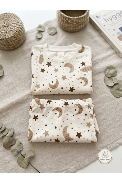 Gökçe Baby Star and Moon Patterned 100% Cotton Baby Pajama Set – Star and Moo...