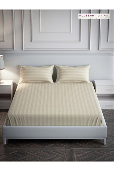 Mulberry Living By Styli ملاءة سرير كينج مسطحة من القطن 100% مع غطاءين للوسائ...