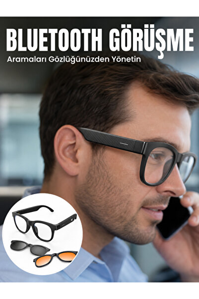 Genel Markalar Yapay Zekâ Destekli Kablosuz Akıllı Gözlük Bluetooth Görüşme M...