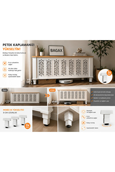 BAGAX 8 Cm Yükseltici Mobilya Ayağı 3 Adet Fiyatıdır.