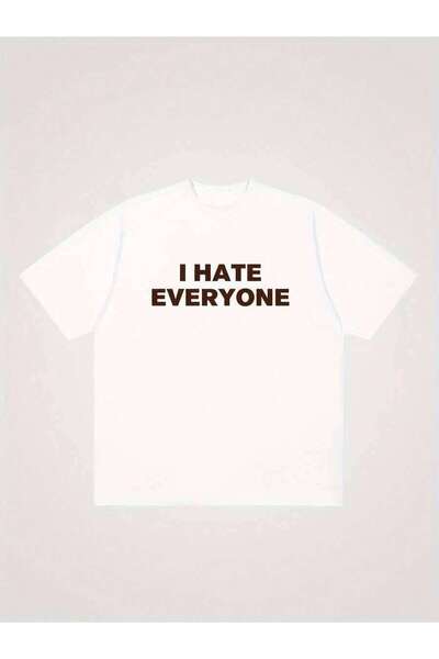 799 تي شيرت رجالي بأكمام قصيرة بطباعة إبداعية "I Hate Everyone"، قميص كاجوال ...