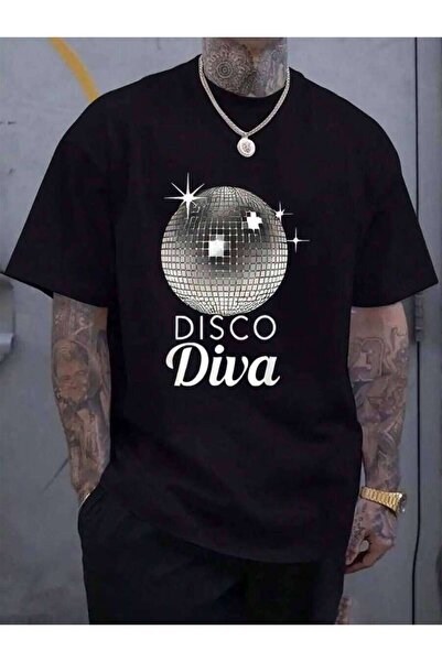 23ERVA 100% Cotton Ball Disco Diva Queen, 70s Retro Vintage Dancing Men's Bla...
