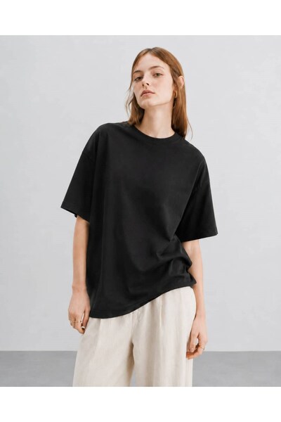 OHM OHEPMODA تي شيرت نسائي أساسي كبير الحجم من قماش توك