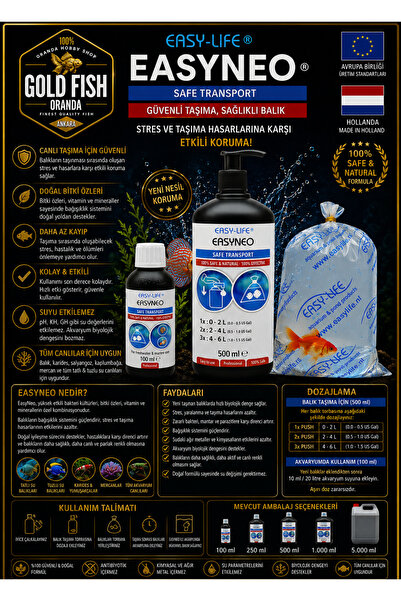 Easy-Life EasyNeo 500ml Safe Transport | Balık Taşıma ve Stres Destek Ürünü